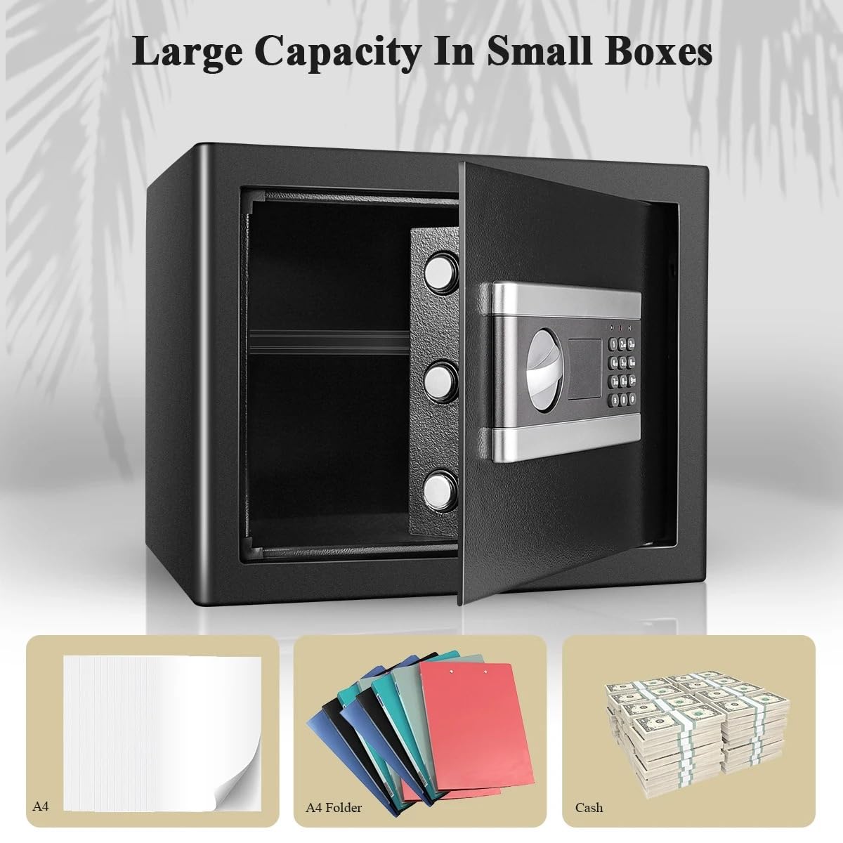 Caja Fuerte de Alta Seguridad Caja de Seguridad con Teclado Digital, Cerradura de Llave for Dinero en Efectivo, joyería, gabinete Seguro Impermeable a Prueba de Fuego Caja Fuerte de Seguridad