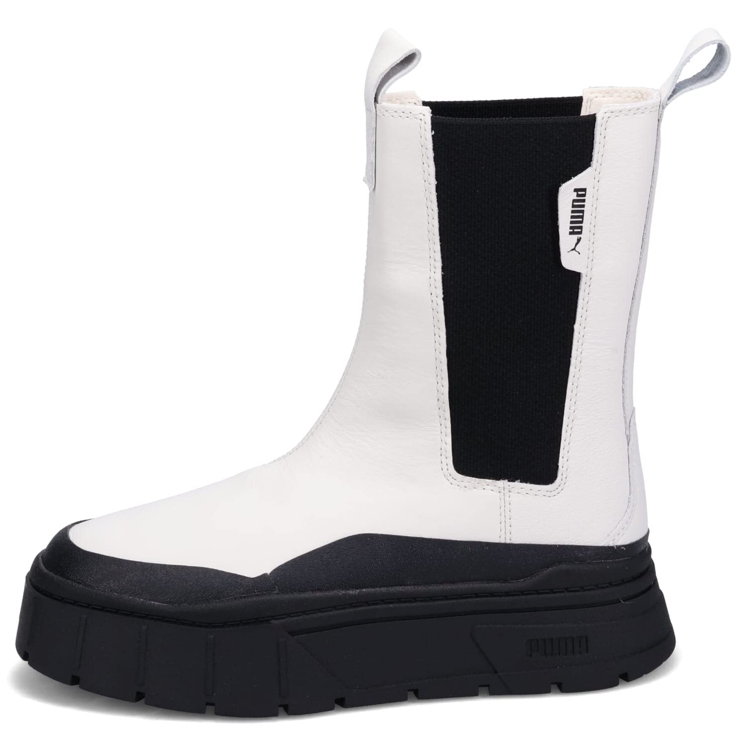 Puma sztyblety skórzane Mayze Stack damskie kolor biały na platformie 386272-01