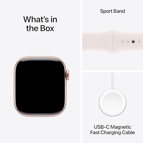 Miniatura 7 de Apple Watch Series 10 [carcasa GPS de 42 mm] SmartWatch con carcasa de aluminio en oro rosa con banda deportiva Light Blush - S/M. Rastreador de