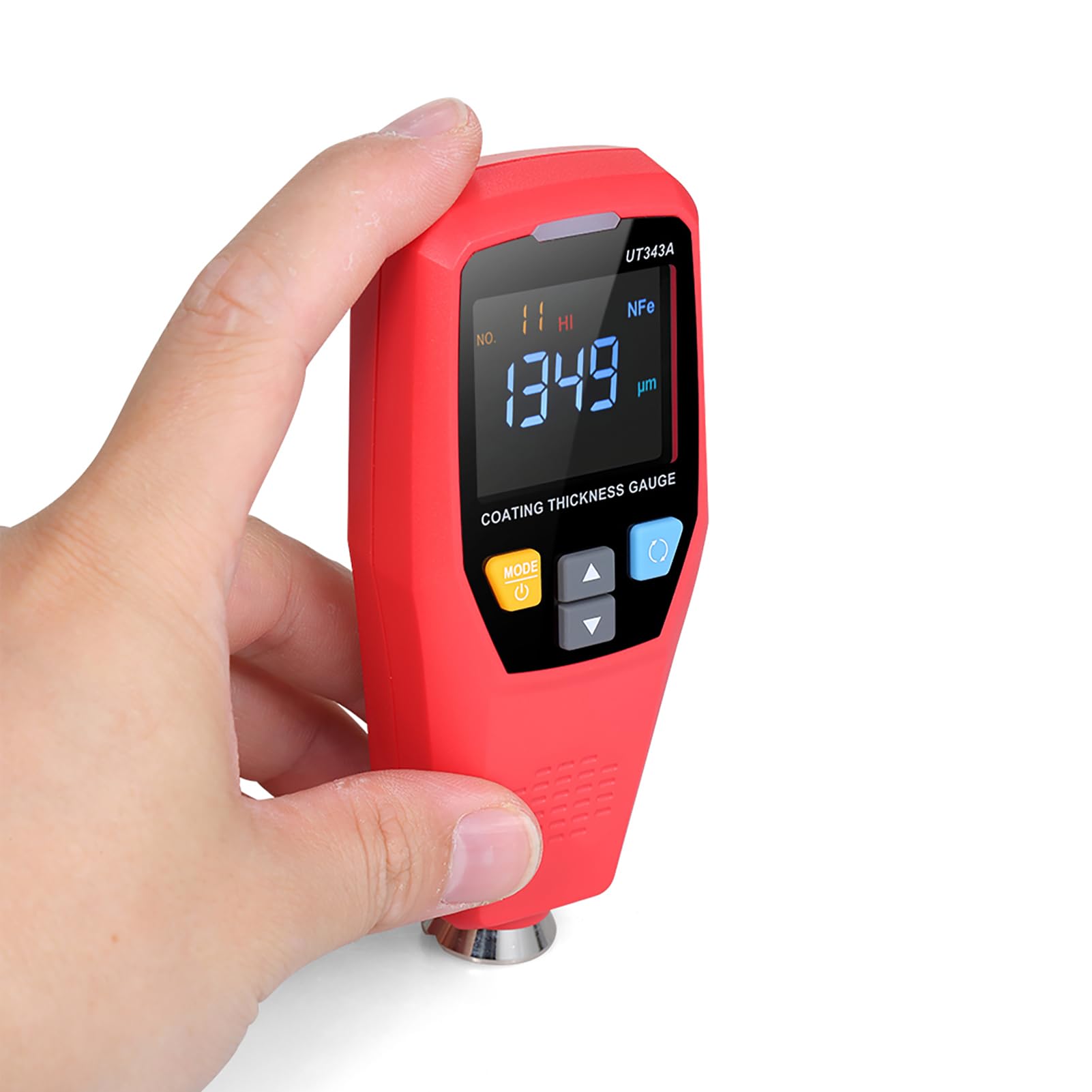Misuratore di Spessore del Rivestimento di Vernice Tester Digitale Portatile da 0 a 1750um ABS Doppio FE NFE Riconoscimento Automatico Rotazione dello Schermo Memorizzazione dei Dati per