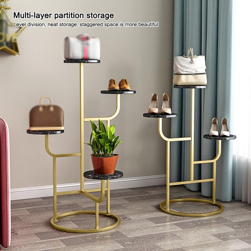 Mobile Storage Rack Freestanding Display Rack Tool Pegboard Garage,Iron Shoe Handbag Display Stand with 3/4 Tier Risers Freestanding Storage Pedestal for Retail Stores and Party Events White