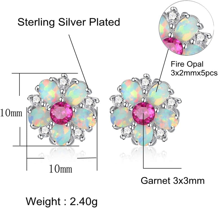 CiNily Flower Earrings,Opal Stud Earrings Sterling Silver or White Gold/Rose Gold Plated Ladies Flower Stud Earrings Cute Unique Earrings for Girls - Image 6
