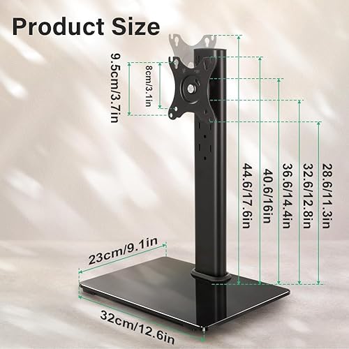 Miniatura 2 de FURWOO Soporte de TV individual para monitor de computadora, ajuste de altura de cinco engranajes 3.150x3.150 in, 3.740x3.740 in, carga 77lbs