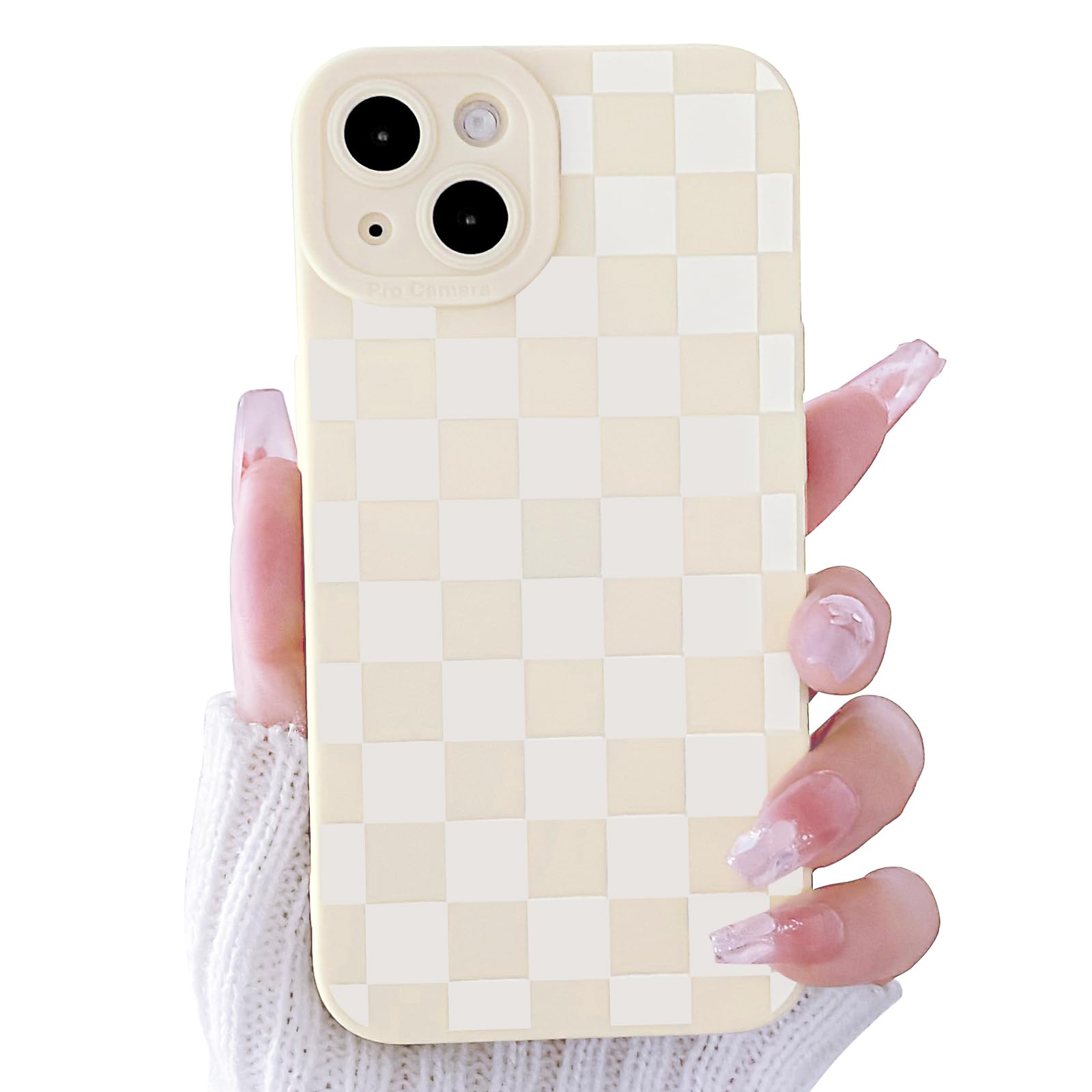 Lovmooful Compatible for iPhone 14 Case Cute Checkerboard Lattice Plaid with Color Design for Girls Women Soft TPU Shockproof Protective Girly for