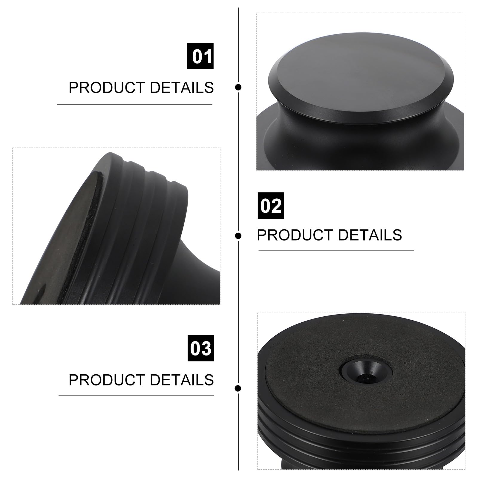 Estabilizador de Disco Metálico de Aluminio Negro 400 G para Tocadiscos Función Antivibración y Mejora de Calidad de Sonido para Vinilo