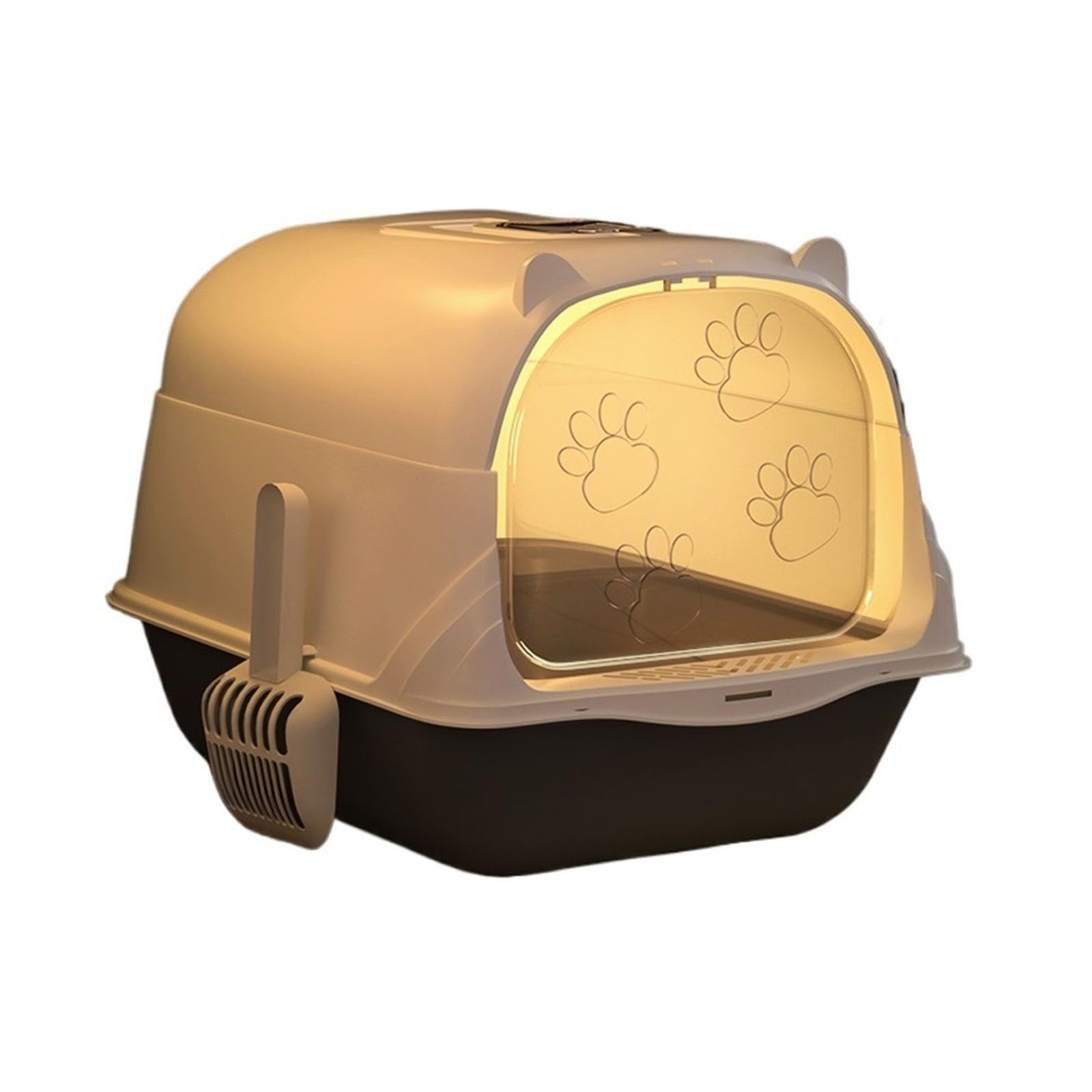 SDGBCXD cat litter tray, Cat Litter Tray, Jumbo Hooded Pan, High Side Box with Scoop,Enclosed, Pet(Black One Size,Black)