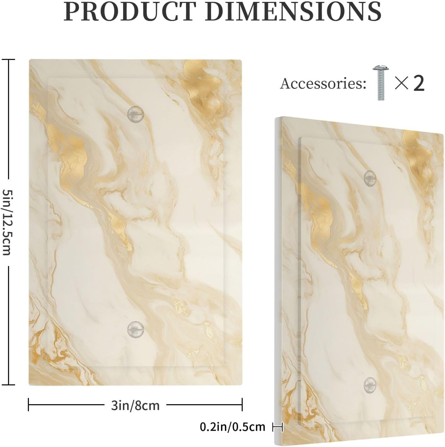 Light Switch Cover Plate Gold Vein Marble 1 Gang Decorative Switch Plate Covers Electrical Outlet Cover No Device Blank Wall Plate For Bathroom Home Decor