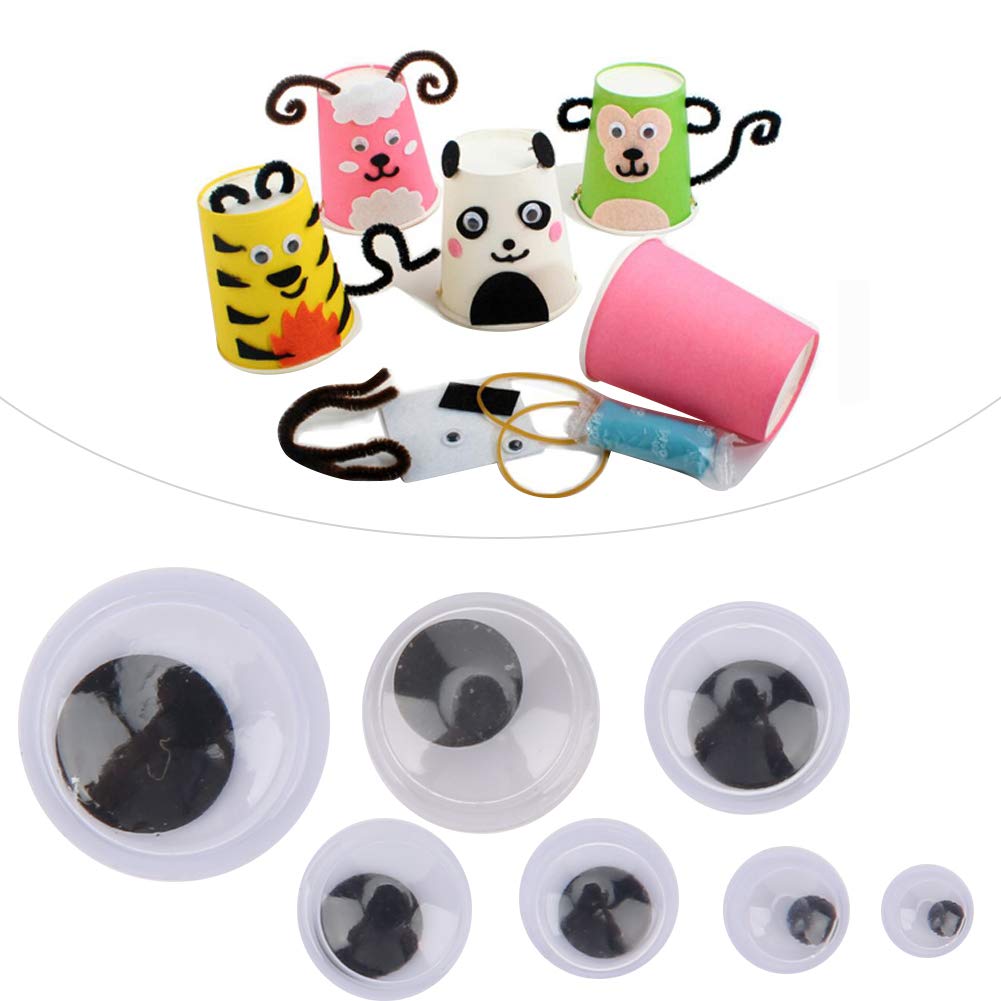 800PCS Wiggle Eyes, Plastic Googly Wiggle Eyes Round Wiggle Googly Eyes Black White Craft Eyes for Crafts Decoration Mixed Assorted Size