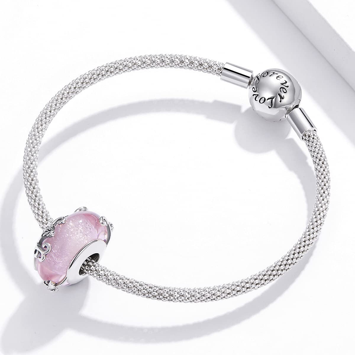 925 lite srebro różowe winorośli glazury koraliki kryształowa dziewczyna cały mecz 925 sterling silver bransoletka z wisiorkami akcesoria do koralików