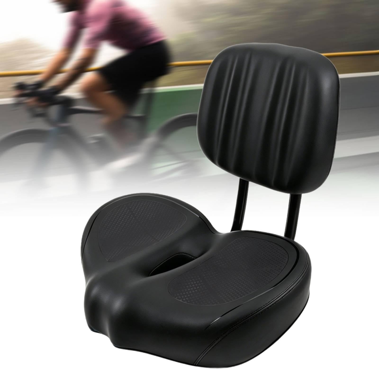 Sillín de Bicicleta con Respaldo, Sillín Extra Ancho con Amortiguación, Ancho Y Estable, Diseño Ergonómico con Soporte de Espalda Ajustable, Ap