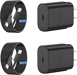 USB C Charger Cable Fast Charging, 25W Super Fast Charger Type C Android Phone Charger 10FT Cord and Block for Samsung Galaxy S23/S23 Ultra/S23+/S22/S22 Ultra/S22+/S21/S20/Note 20/Note 10/Z Fold/Flip