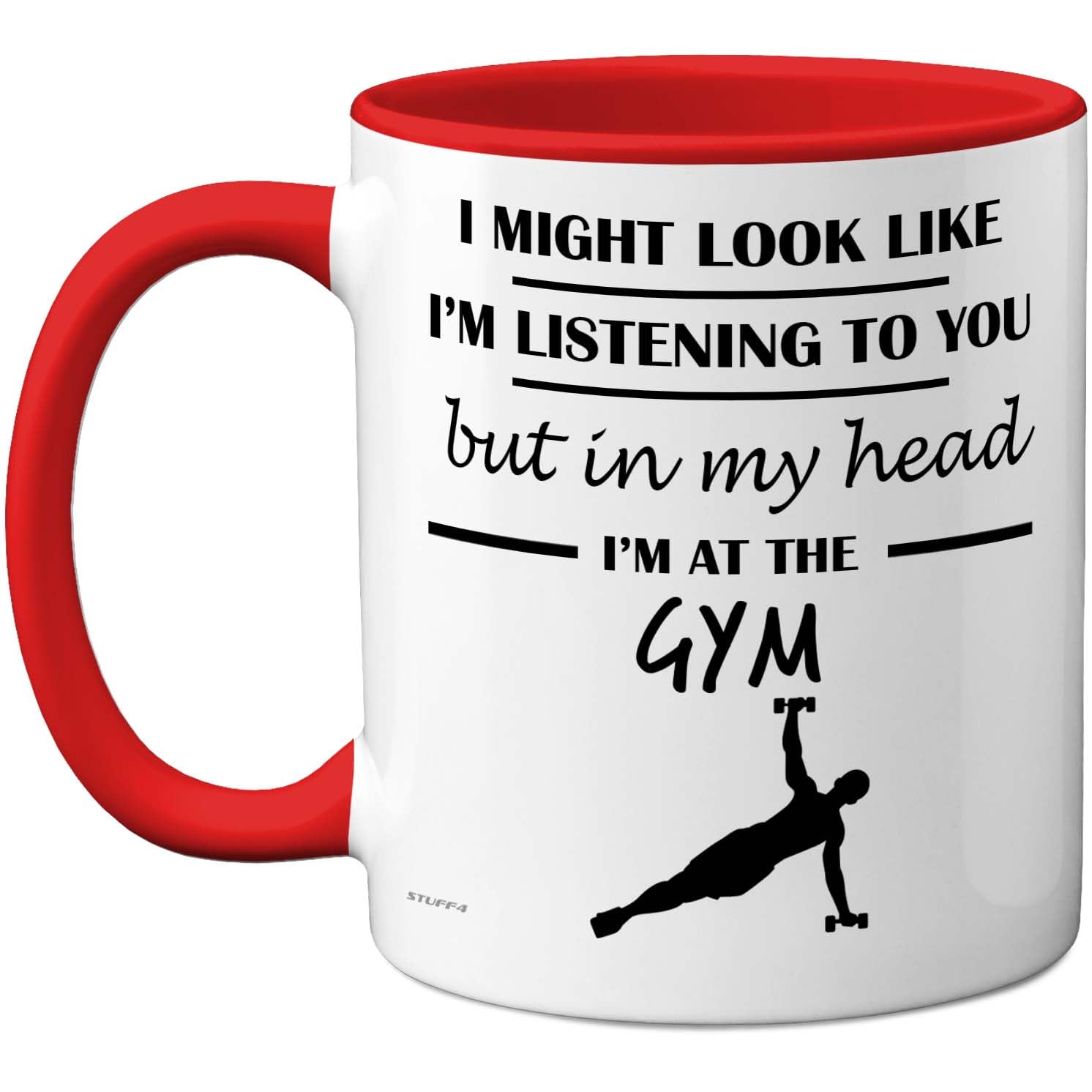 Stuff4 Gym, in My Head Mug Red Handle
