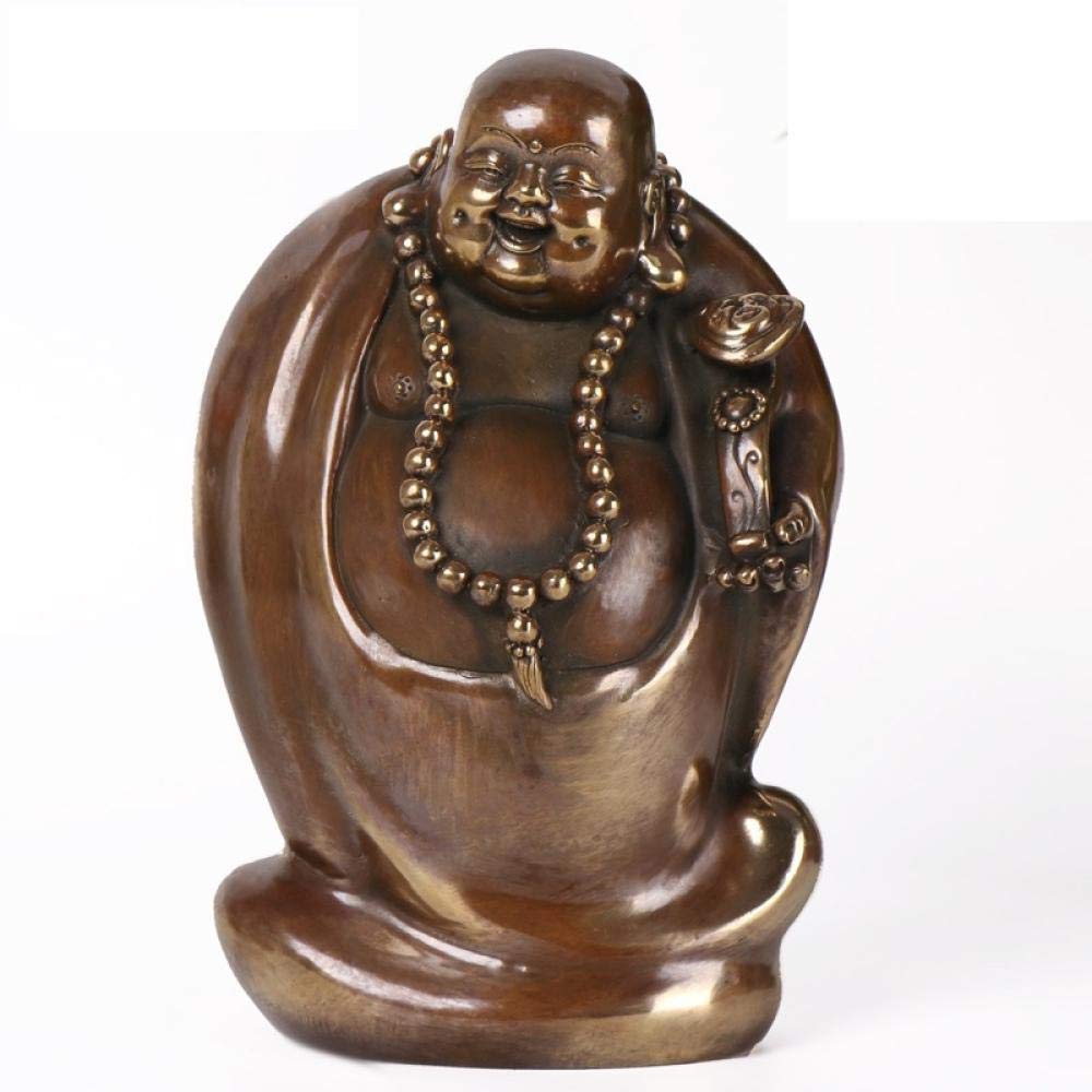 Maitreya Buda Escultura Estatua de Bronce decoración del hogar artesanía Adornos-A_12.5 * 20.5CM