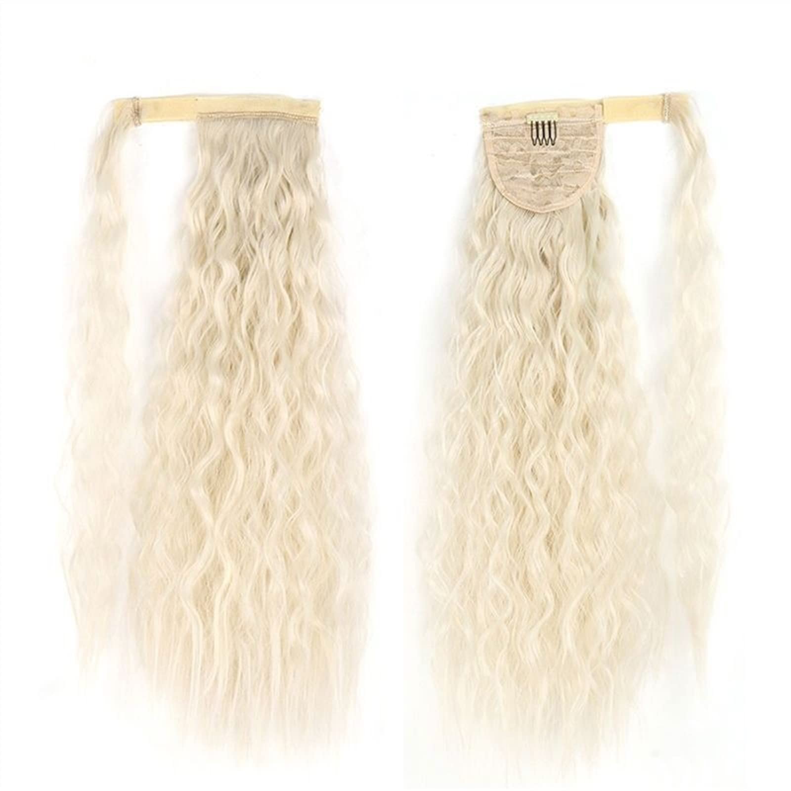 Messy Bun Stirnband 22 Zoll synthetische Mais gewellte lange Pferdeschwanz Perücke Wrap Haarspange Extensions Pferdeschwanz Haarknoten Damen Haarschmuck Haarknoten Unsichtbarer Haarknoten (Color : 60