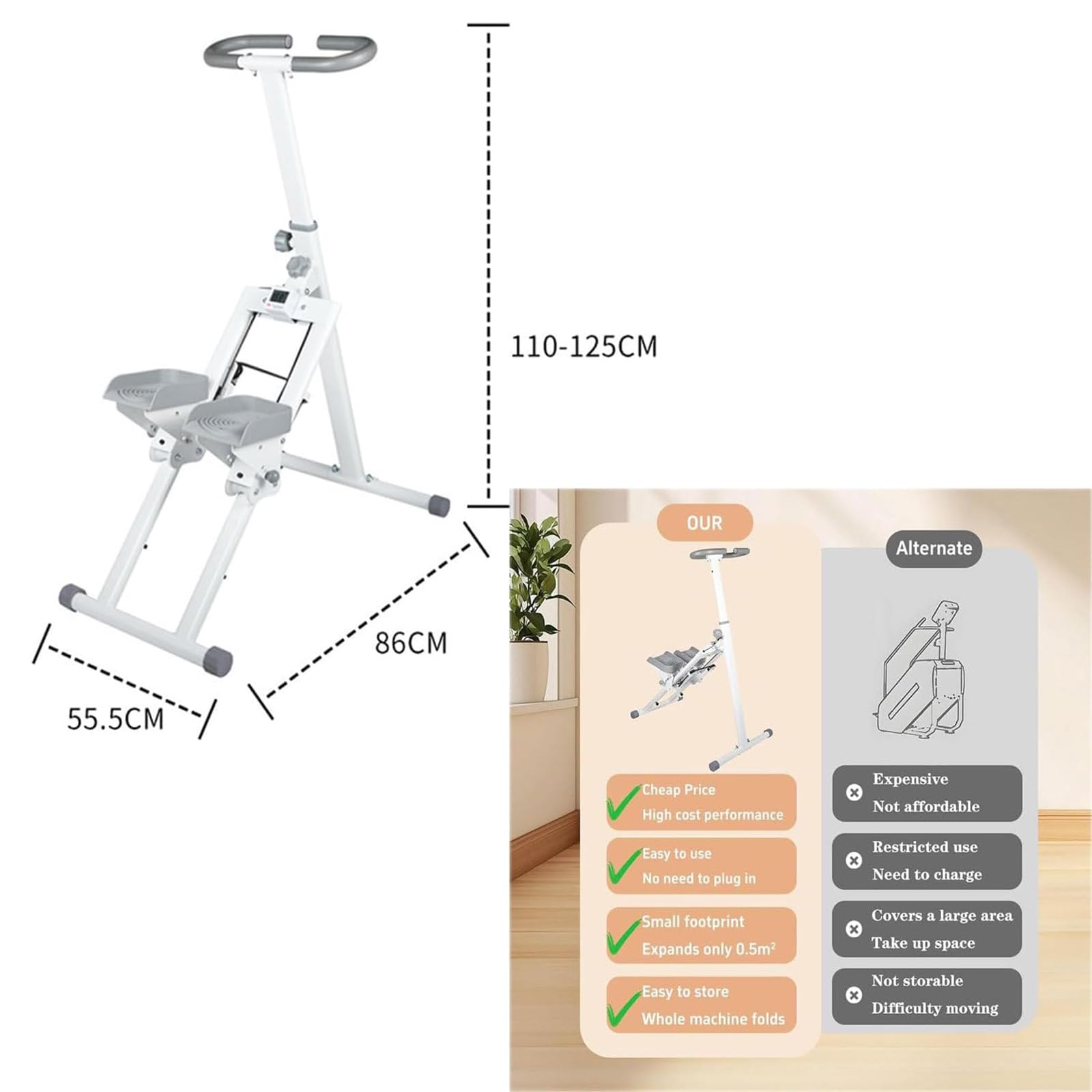 Fitness Climber – składany stepper schodowy z wyświetlaczem LCD do ćwiczeń całego ciała w domu - pionowy aparat do aerobiku