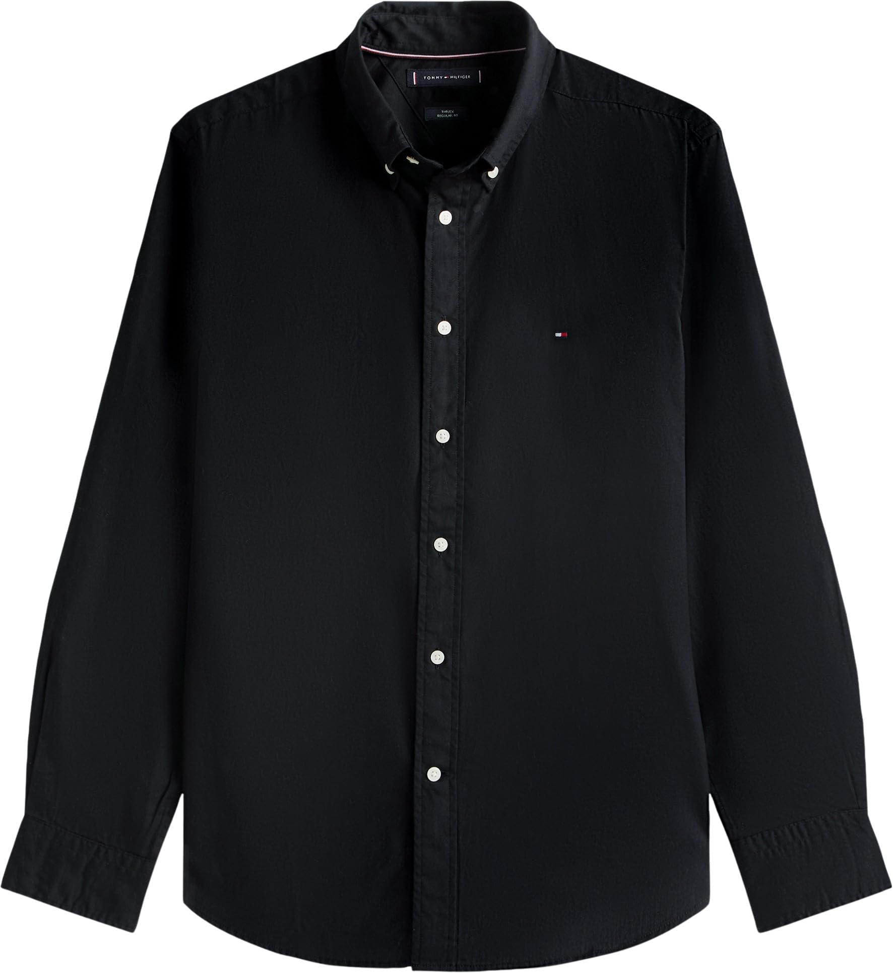 Tommy Hilfiger Męska koszula CORE Flex POPLIN Solid RF MW0MW39988 L/S, czarna, XXL, czarny (czarny), XXL