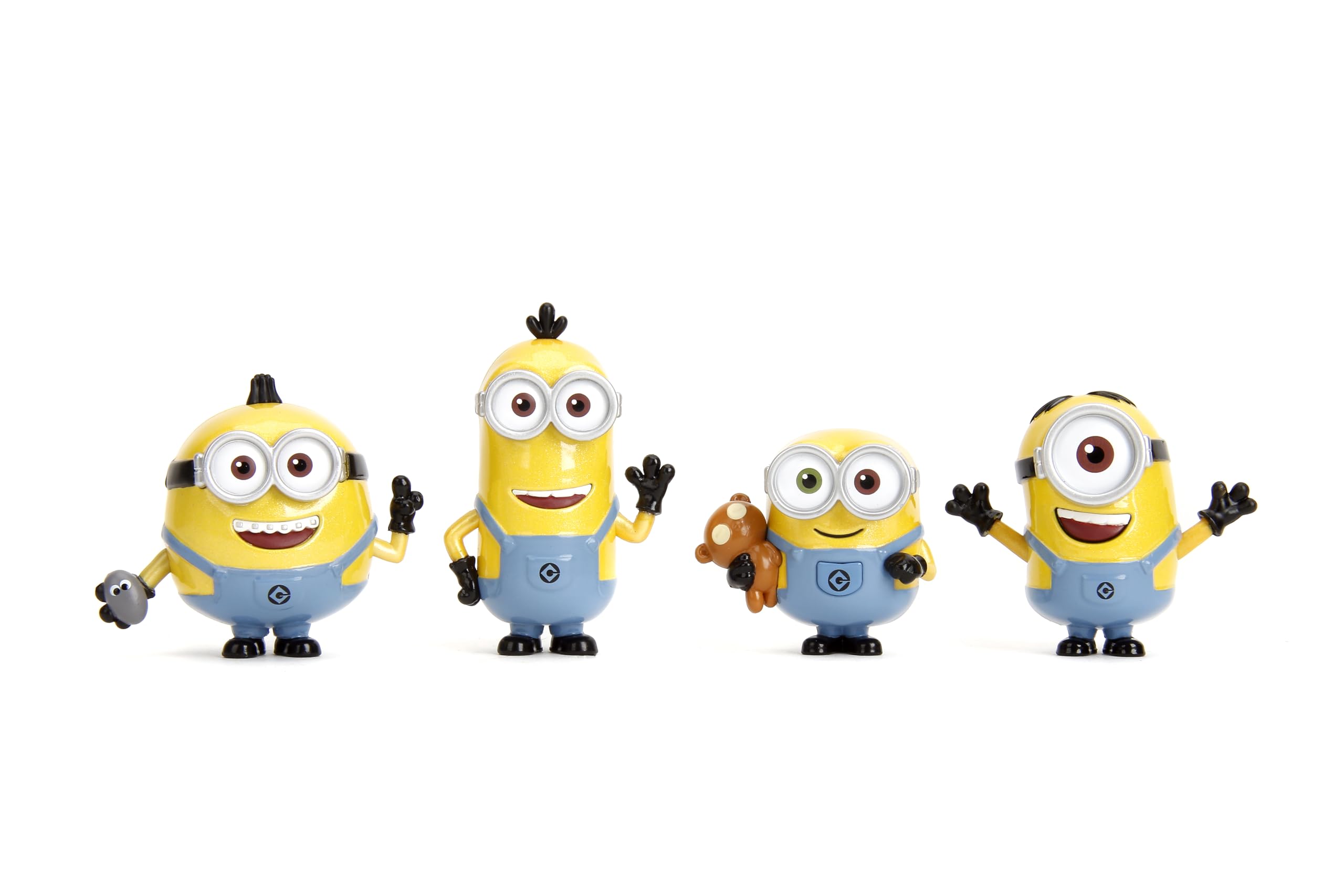 Jada Despicable Me Minions Metalfigs - Paquete de 4 Figuras coleccionables de Metal de 2.5 Pulgadas, Stuart, Kevin, Otto, Bob