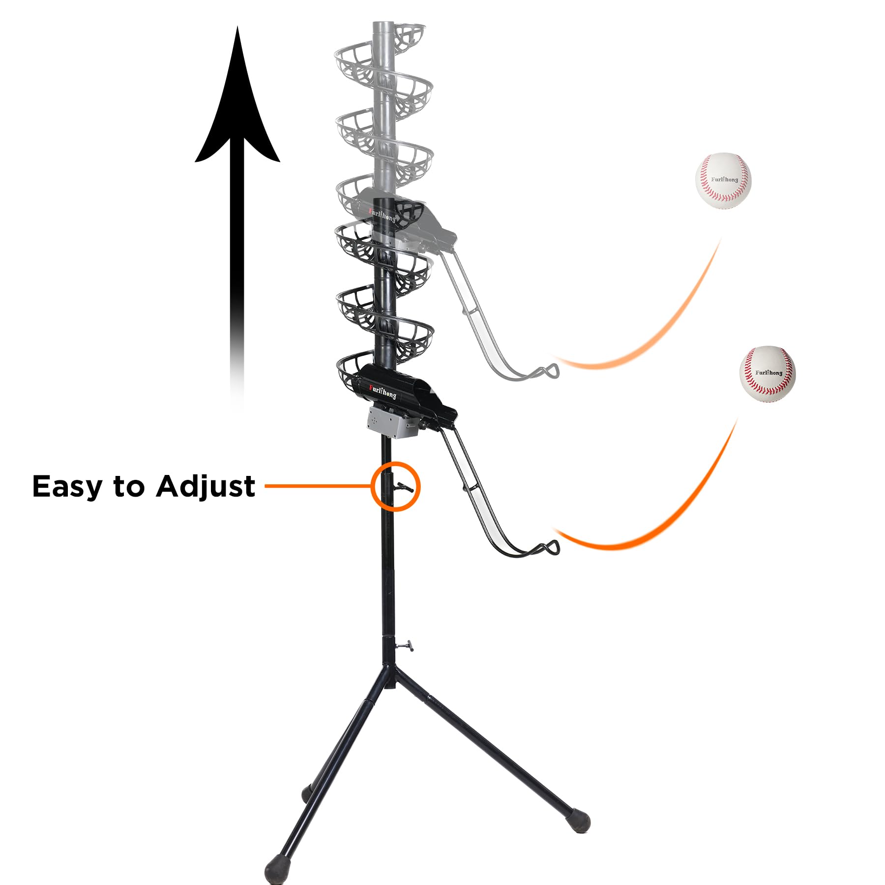 Furlihong 777BH-B - Alimentatore automatico 2 in 1 per macchine da cricket e baseball e Soft Toss Trainer – Stabile e regolabile in altezza