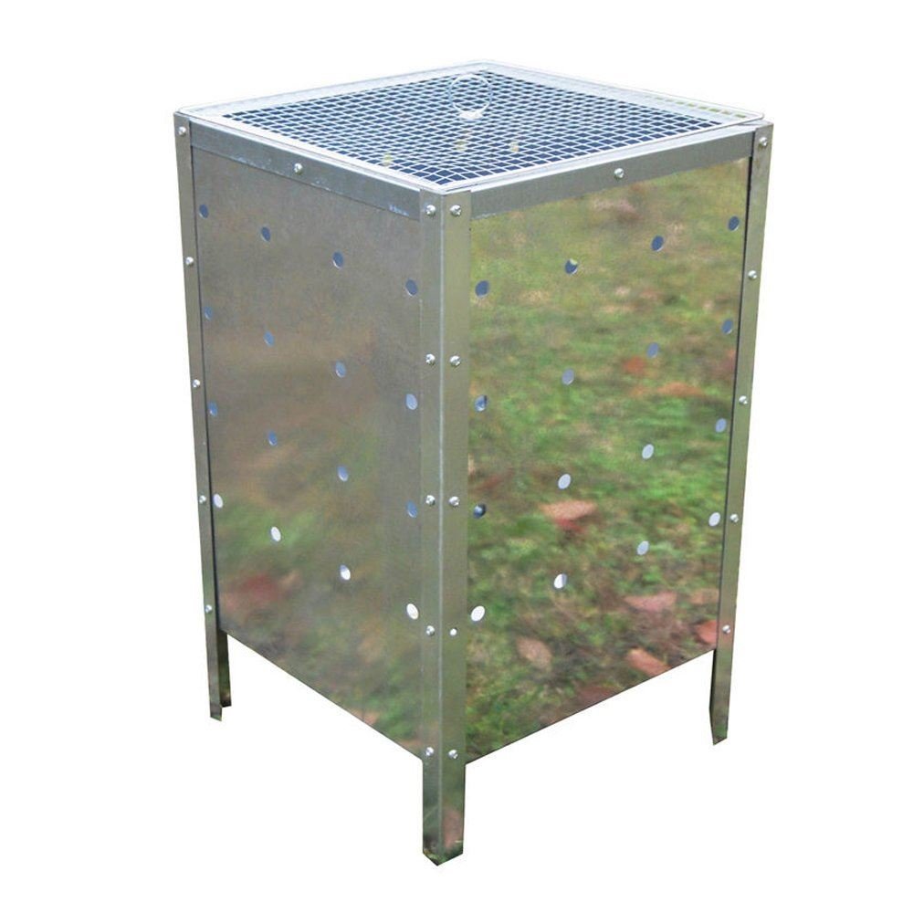 Unibos Large Square Incinerator Fire Bin Garden Rubbish Burning Trash Bins Galvanised Metal 90 Litre New