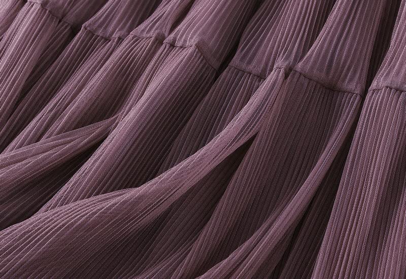 Long Pleated Skirts for Women Elastic High Waist Flowing Tulle Skirt Fairy Midi Skirts Vacation Lounge Trendy3