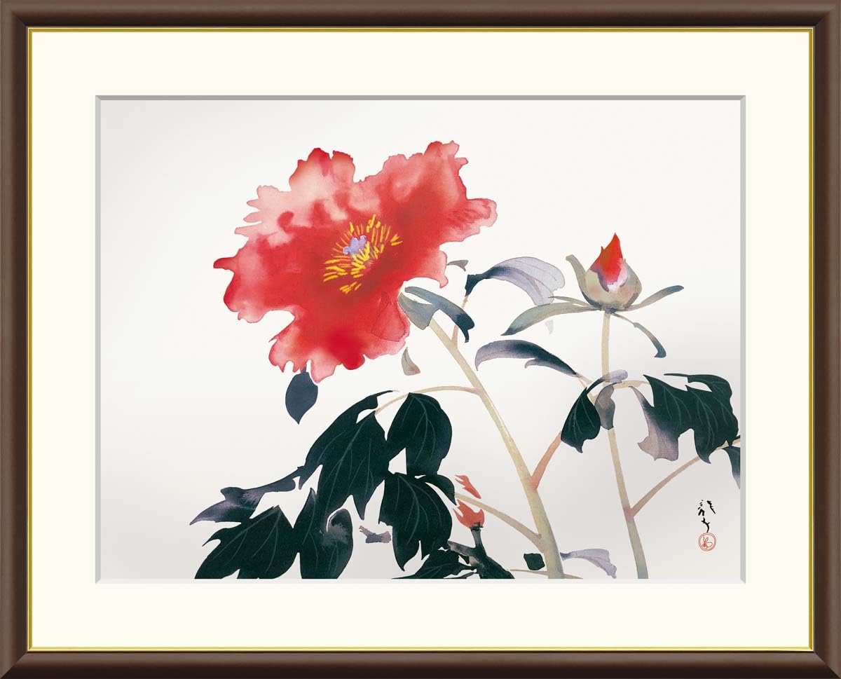 Amazon.co.jp: 川端龍子 「牡丹」 高精細ジクレー版画 日本の名画 額絵