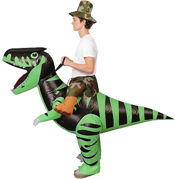 Inflatable Dinosaur Costume for Adults (5'- 6'3) Funny Blow up Suit for Masquerade Party Halloween