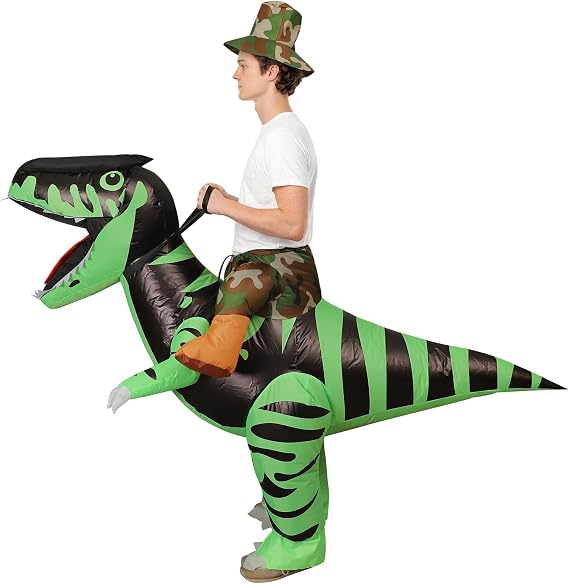 Inflatable Dinosaur Costume for Adults (5'- 6'3) Funny Blow up Suit for Masquerade Party Halloween