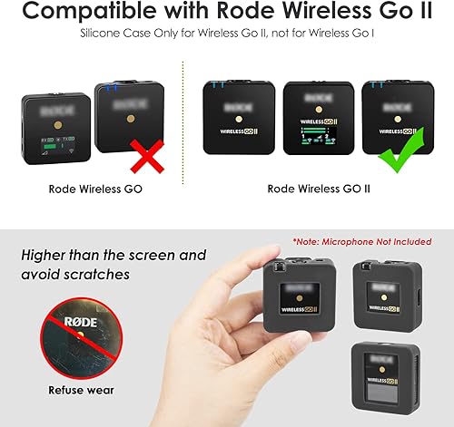 Miniatura 2 de YOUSHARES Funda de silicona compatible con RODE Wireless Go 2 Accesorios RODE Wireless Go II MIC Funda protectora de silicona (3 unidades, negro)