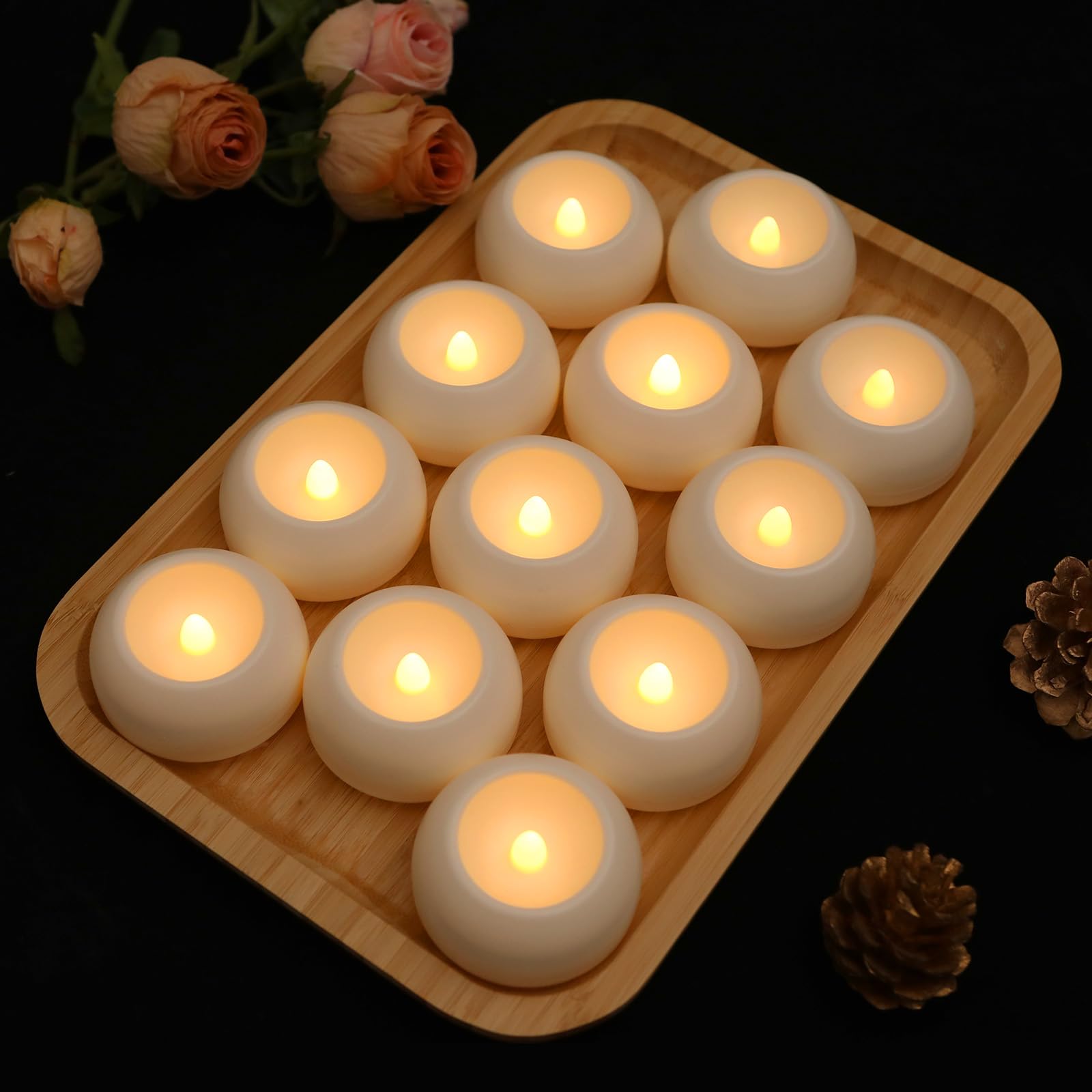 18 Stück LED Schwimmkerzen Warmweiß, 6cm Wasserdichte Schwimmende Teelichter mit 100h Brenndauer, Flammenlose Batteriebetriebene Kerzen für Pool Hochzeit Badewanne Brunnen Party Deko