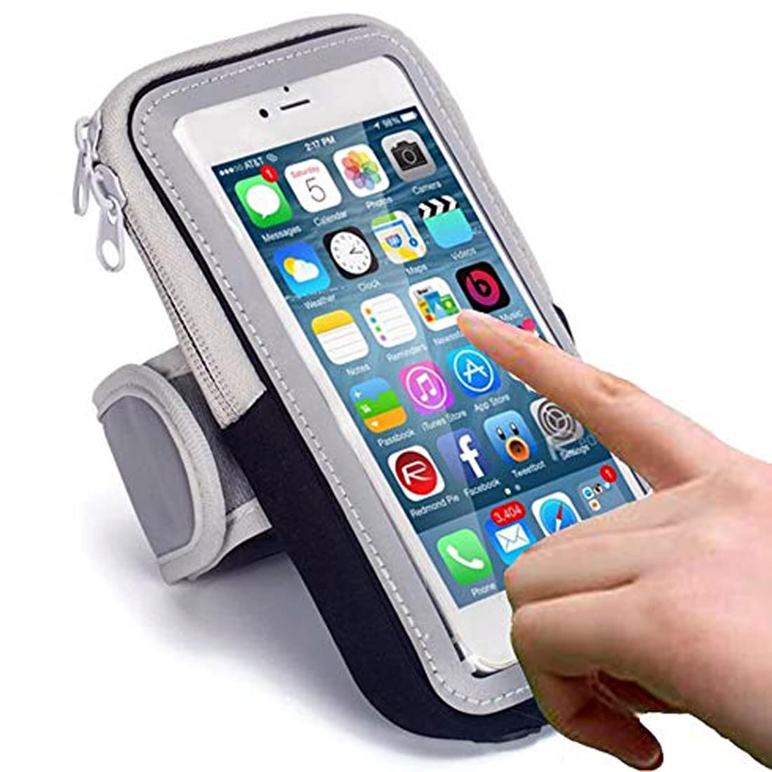 Gilary Waterproof Sport Armband Unisex Running Jogging Gym Arm Band Case Phone Holder for Fitness Exercise with Adjustable Elastic/Arm Belt/Case Hiking Sports ( Transparent ZIP arm bag Screen)