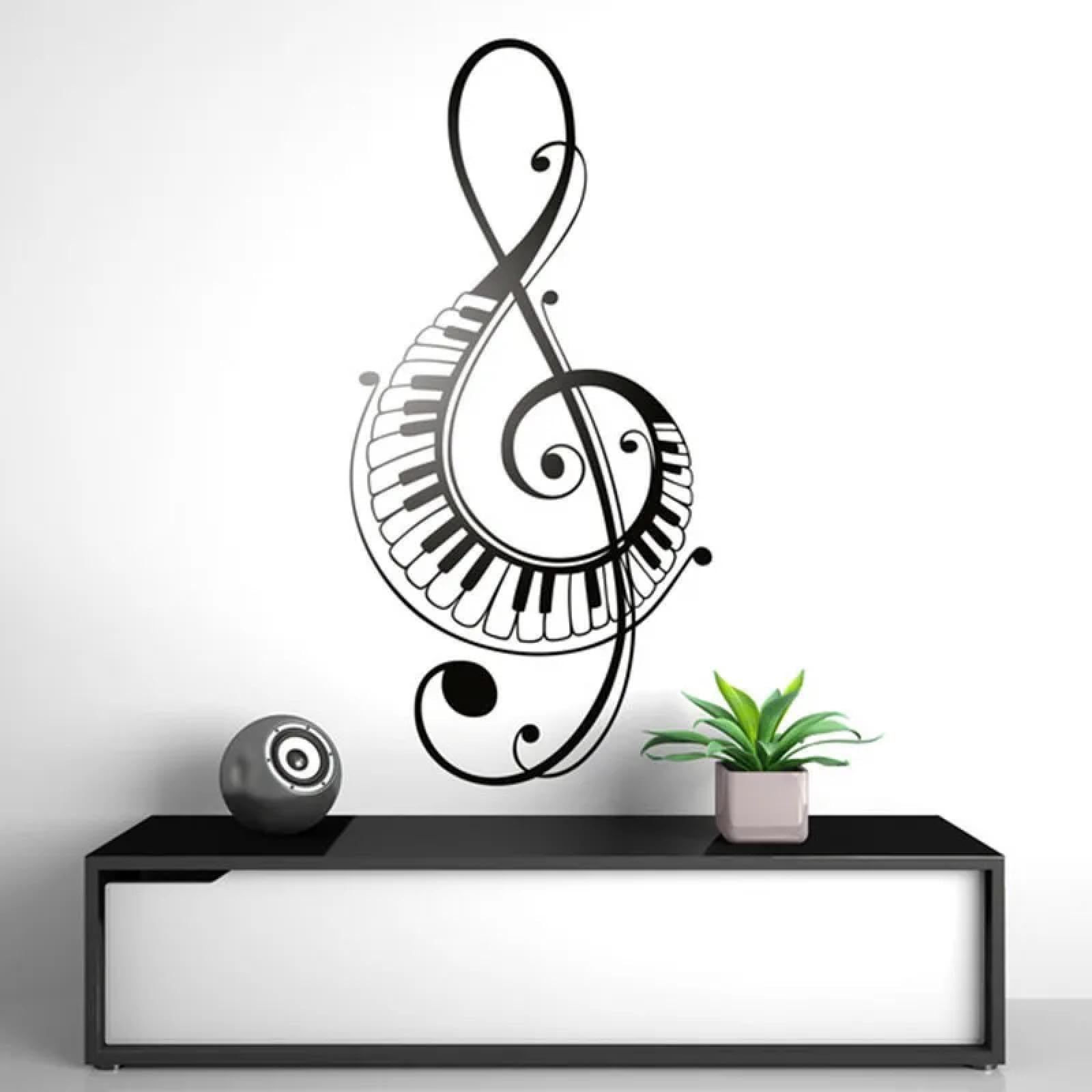 Youousi Black Musical Notes, Clefs, And Piano Keys; Musical Note Wall Decals For Teenagers' Rooms, Classrooms, And Jazz/Rock Music.