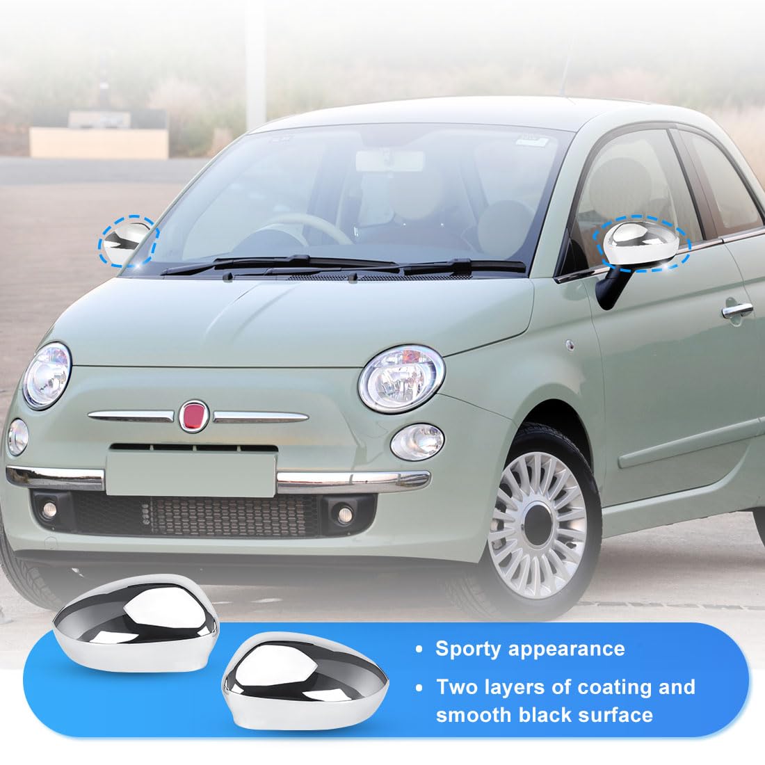 Auto Rückspiegel Abdeckung für Fiat 500 500C 500E 2007-2024 | Nicht geeignet für Fiat 500X 500L, OEM 735452185 735452186