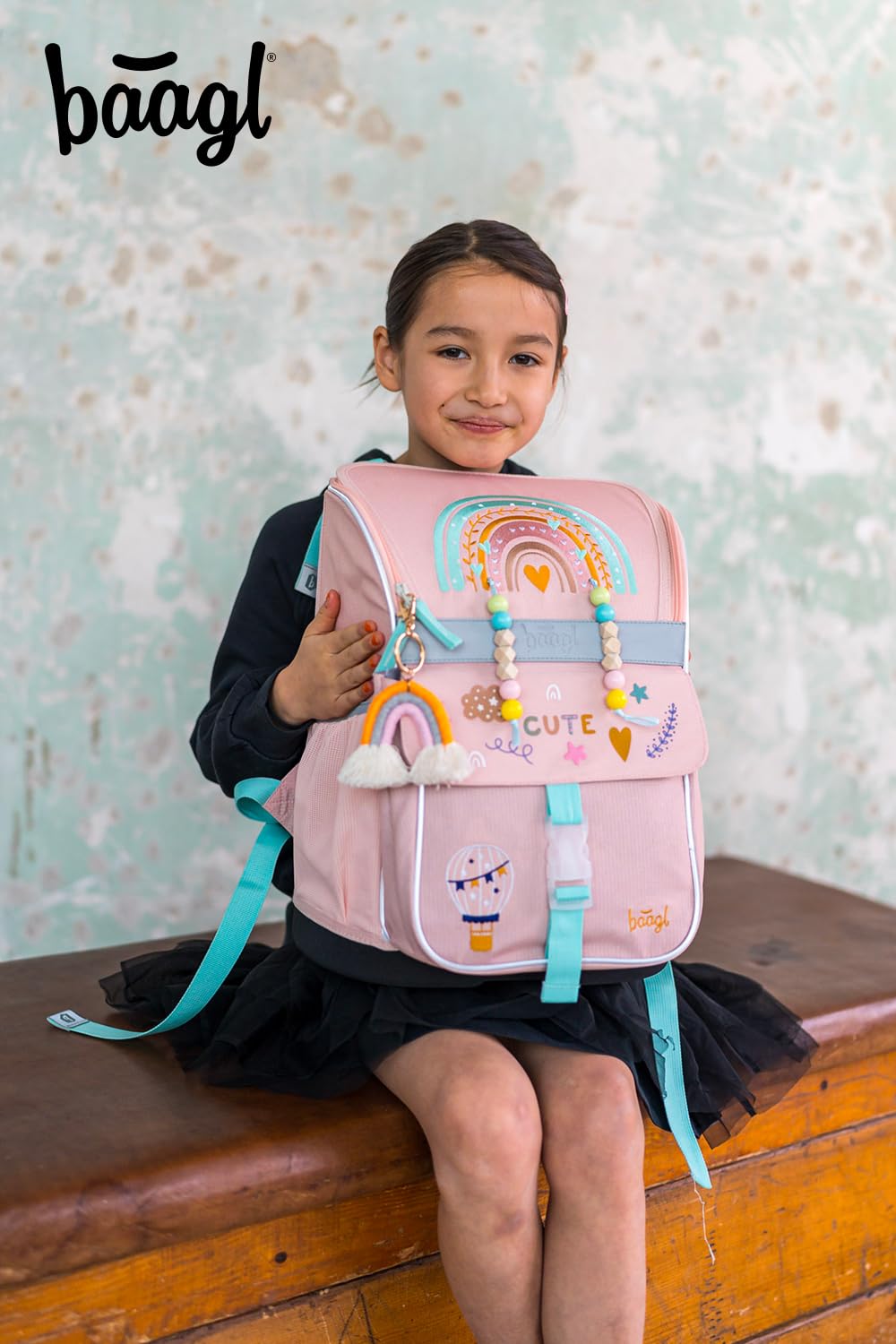 Baagl Schulranzen Jungen Mädchen Set 5 Teilig (Zippy Schultasche für 1. Klasse, Mäppchen, Turnbeutel, Schürze, Brustbeutel), Grundschule Ranzen, Ergonomischer Schulrucksack, 18 l