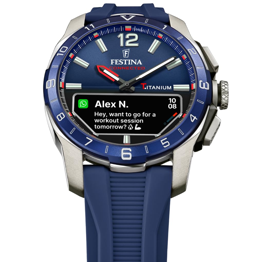 Festina Montre Connectée Homme Hybride Connected D en Caoutchouc Bleu