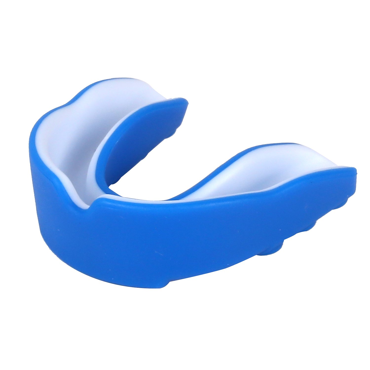 Mouth Guard/Gum Shield for Junior & Adult - Gel Max Protection for Football, Lacrosse, Basketball, Boxing, MMA, Martial Arts, and All Contact Sports (Blue & White, Junior)