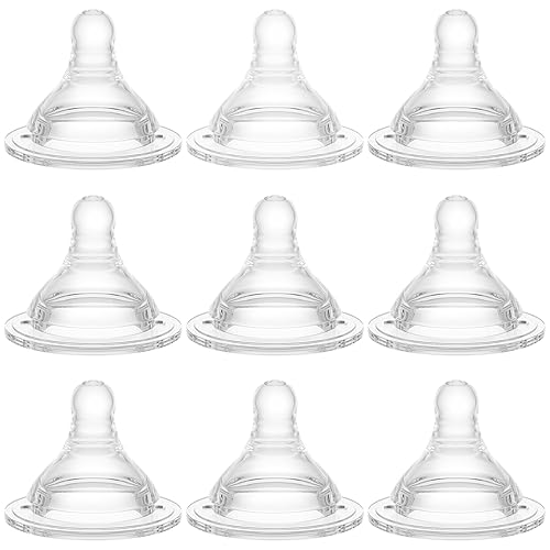 Tetinas de biberón de flujo medio nivel 2, 9.8 ft+, compatible con biberón de cuello ancho, 9 unidades