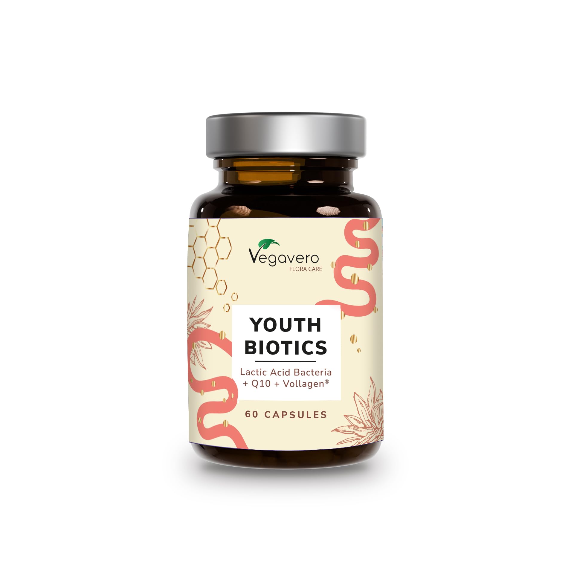 Youth Biotics Kapseln | Veganer Anti-Aging Komplex | Mit Vollagen, Hyaluronsäure & Bakterienstämmen | Magensaftresistent | 60 Stück | Deutsche Produktion von Vegavero