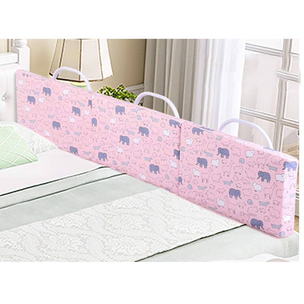 Barrière de lit rose 180x30cm réglable en hauteur pour lit simple et double