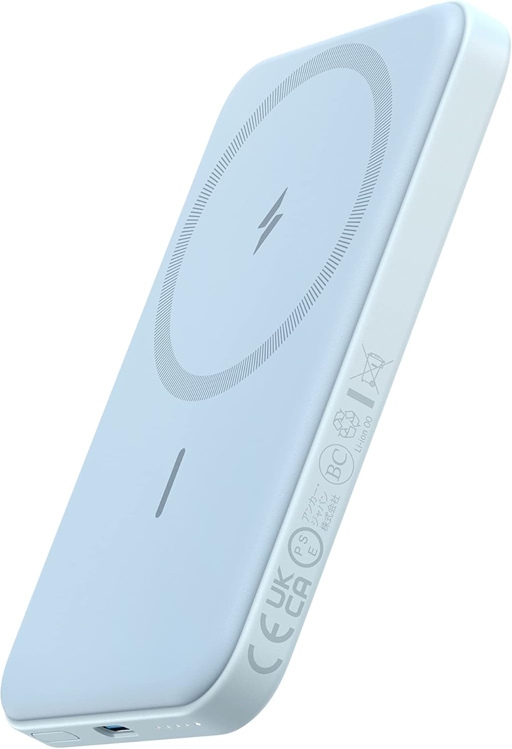 Anker 621 Magnetic Portable Charger (MagGo), 5,000mAh Wireless Power Bank with USB-C Cable, Magsafe-Compatible Battery Pack for iPhone 16 /15/14/13/12 Series blue