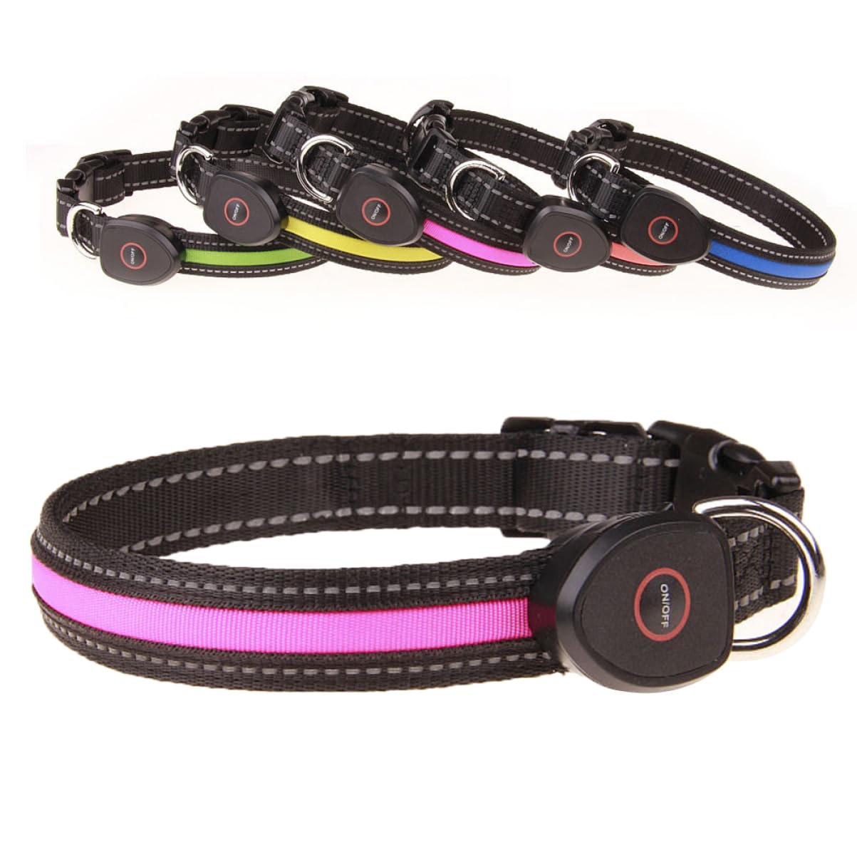 POPETPOP 3 Pezzi Collare Luminoso Per Cani Led Ricaricabile Collana Lampeggiante Per Cani Con Visione Notturna Collare Circolare Taglia L