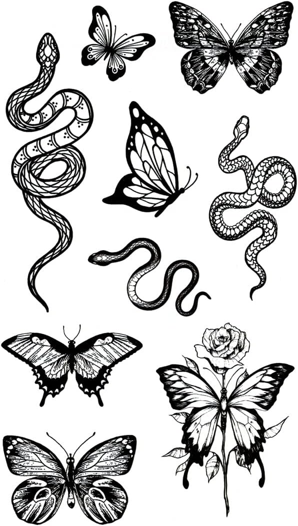 ファンタジー Kinghorse お買い得 タトゥーシール 蝶 レギュラー 蛇 Hm13