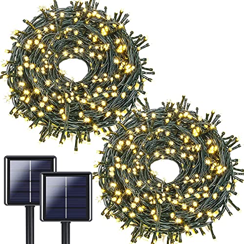 Hlily 2 Pacote 80FT 200LED Solar String Lights Outdoor, À Prova D' Água 8 Modos Solar Outdoor Tree