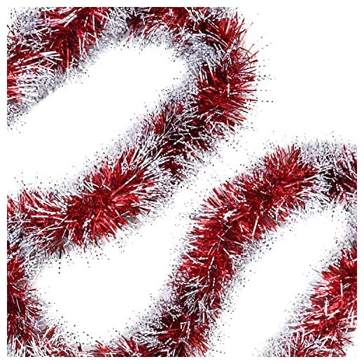 Guirlandes Sapin De Noel (Lot de 3) - Decoration Noel Sapin Environ 2 Mètres - Guirlandes de Noel Rouges Argentées pour Noël, Festival, et Fêtes de Fin d’Année - Guirlandes Rouges Décorations de Noël