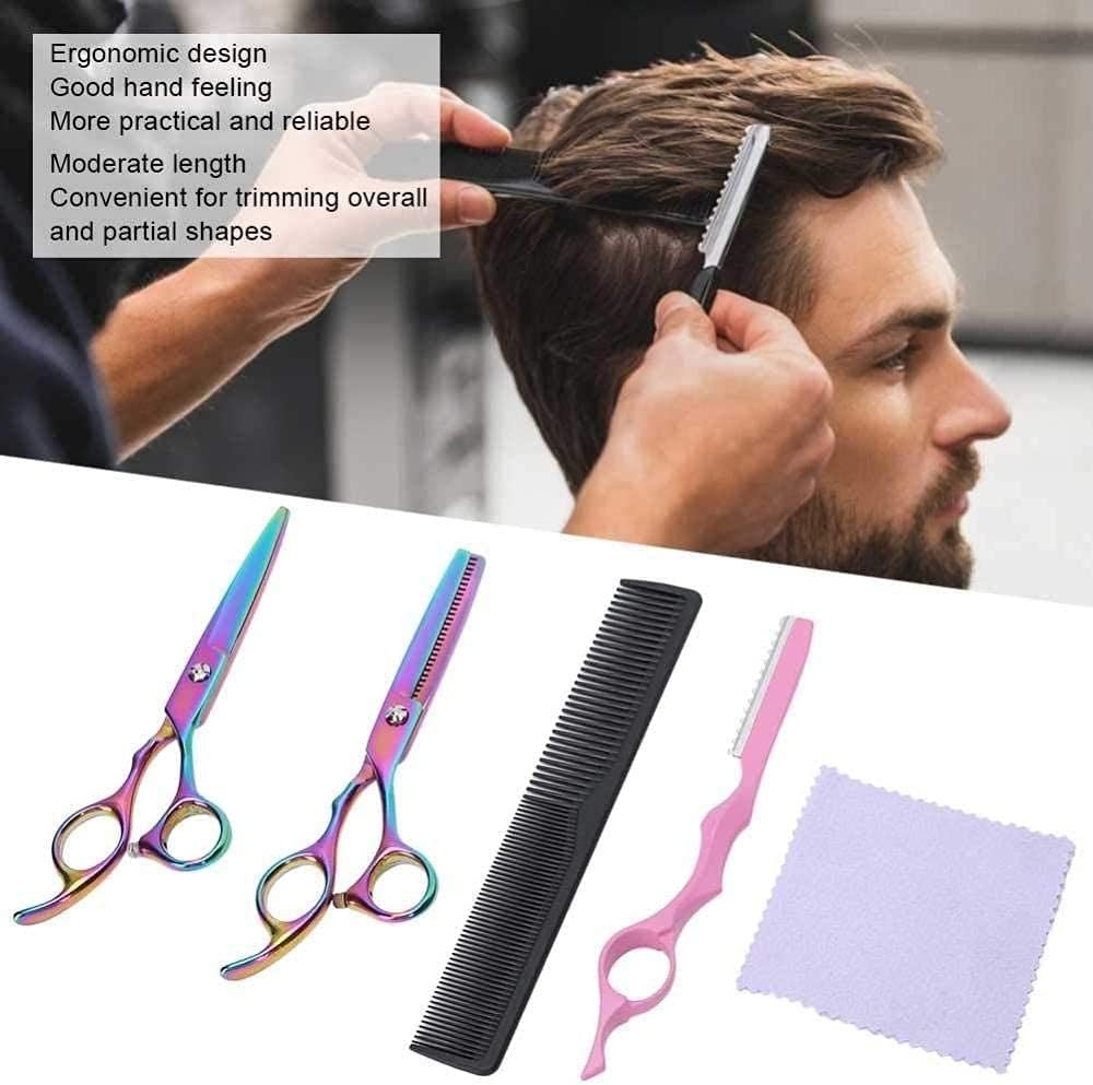 Friseurscheren-Set, Effilierscheren-Set, Haarschere, farbenfrohes Haarstyling-Kamm-Tool für Friseursalons oder den Heimgebrauch