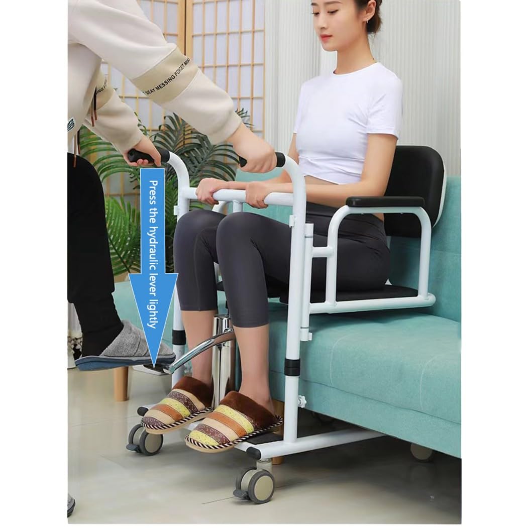 Elevador de pacientes hidráulico,Silla de ruedas elevadora de pacientes,Silla de ruedas portátil de transferencia de pacientes para el hogar,con Asiento Dividido 180° A