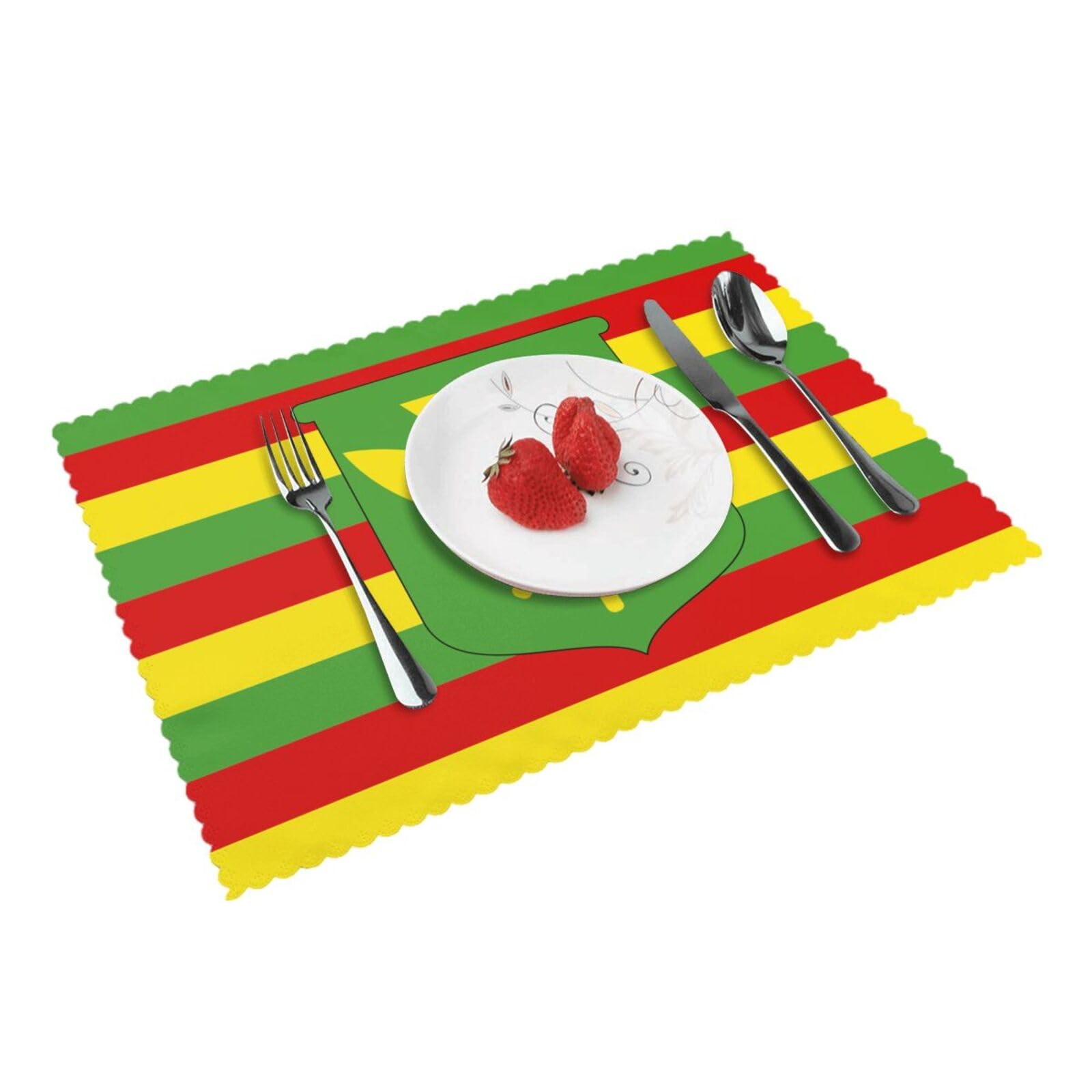 Native Hawaiian Flag Printed Placemats Set of 4 PCS Washable Placemat for Kitchen Table Heat-resistant Table Mats 45x30 CM