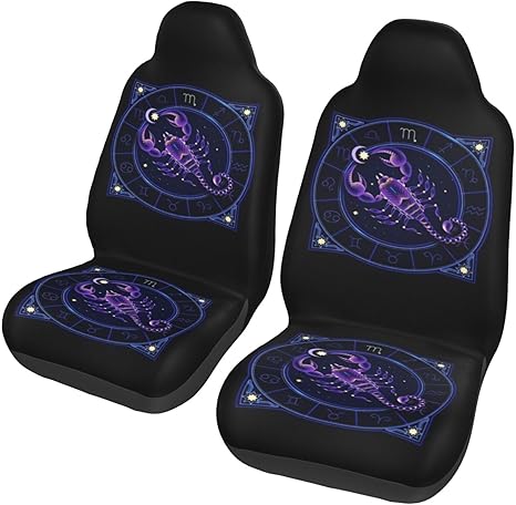 Scorpio Zodiac Sign Astrology Constellations Car Seat Covers 2 Pack Universal Bucket Front Steats Cover Protector Cushion for Truck SUV Van