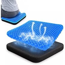 Gel Seat Cushion &ndash; Ergonomic Comfort for Office, Car, Travel &amp; Pregnancy | Back Pain, Coccyx, Supports Spine, Breathable &amp; Cooling for Summer | Designed for Chairs &amp; Long Sitting