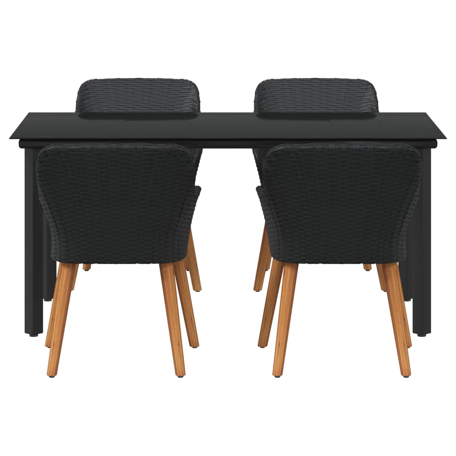 vidaXL Conjunto de Comedor de Jardín 5 pcs Negro ratán sintético, Conjunto de Comedor Elegante para jardín y terraza, Mesa de reunión, sillas Modernas, Muebles Resistentes a la Intemperie