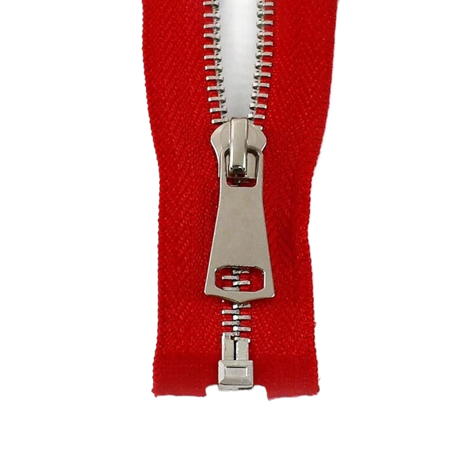 2pcs 40-120 cm 5# Metal Zipper Open-end Auto Lock Zips Sewing Zippers Single Slider Silver Teeth Zip, Red, No5,40cm